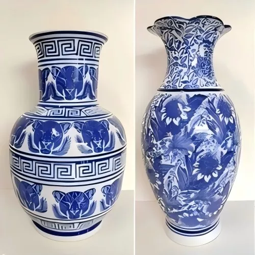 Asul at Puting Porcelain Vase Asul at Puting Porcelain Vase
