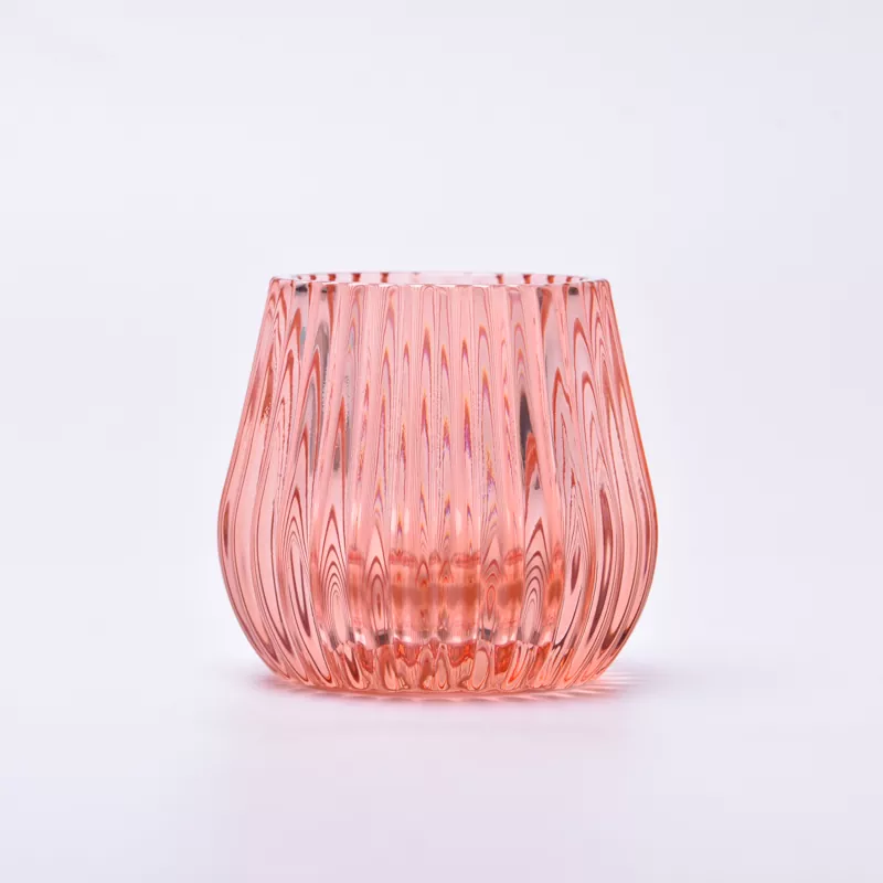 Makukulay na Striped Glass Candle Holder
