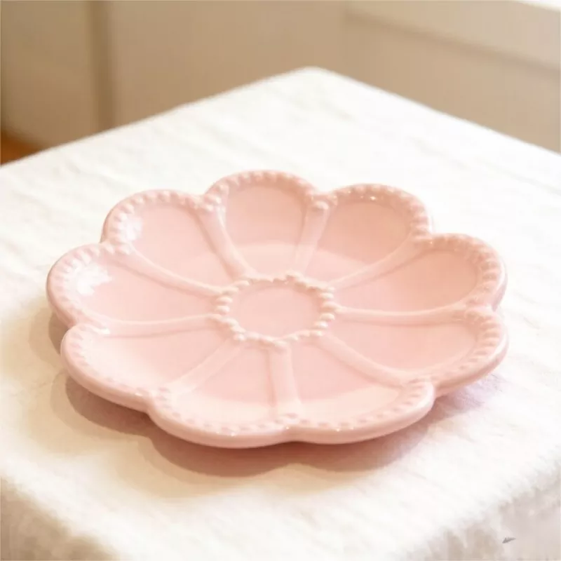 Pandekorasyon na Pink Flower Ceramic Jewelry Tray