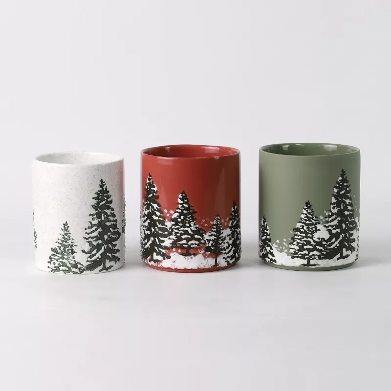 Hand Painted Candle Holder Christmas Pines Hand Painted Candle Holder Christmas Pines